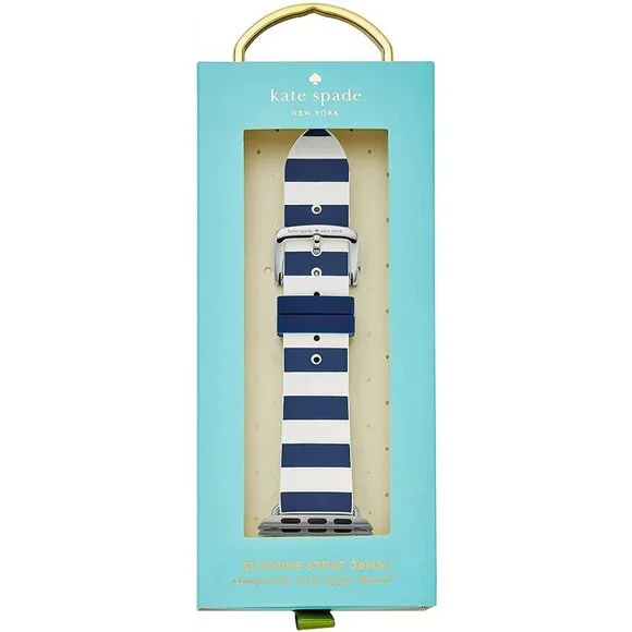 kate spade new york 38mm Apple Watch Band, Striped Blue/White Silicone - NWT - Picture 1 of 2